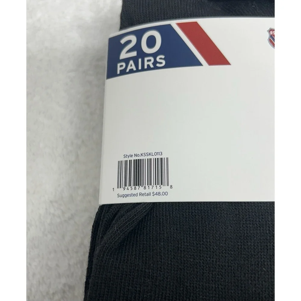 K Swiss Womens Size 9-11 Low Cut Black 20 Pair Socks